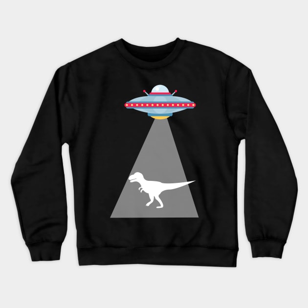 Funny UFO Dinosaur Abduction Crewneck Sweatshirt by vladocar